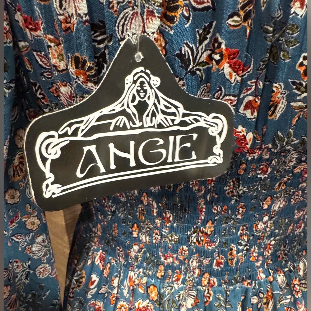 ANGIE Floral Boho Peasant Smocked Waist Mini Dress NWT Small - Picture 12 of 12